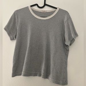 Brandy Melville White and Black Striped Ringer Tee